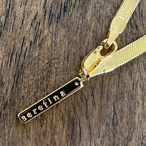 NWT! Anthopologie Flat Gold Herringbone Necklace - Picture 9 of 9